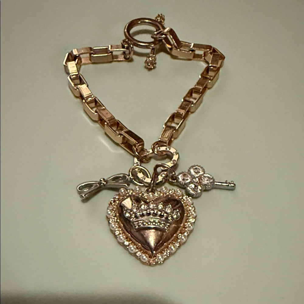 Juicy Rose Gold Heart Charm Bracelet